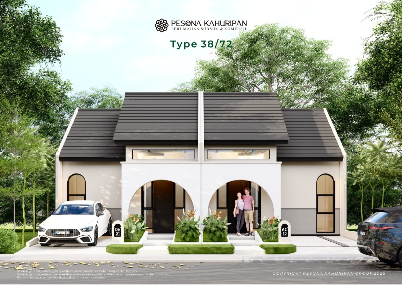 Ilustrasi rumah Type 38/72